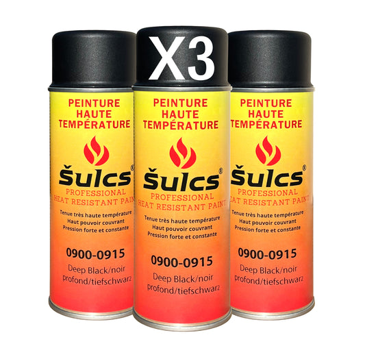 Noir Mat - Peinture professionnelle haute température 900°c - Aérosol 400Ml - Ref. 0915