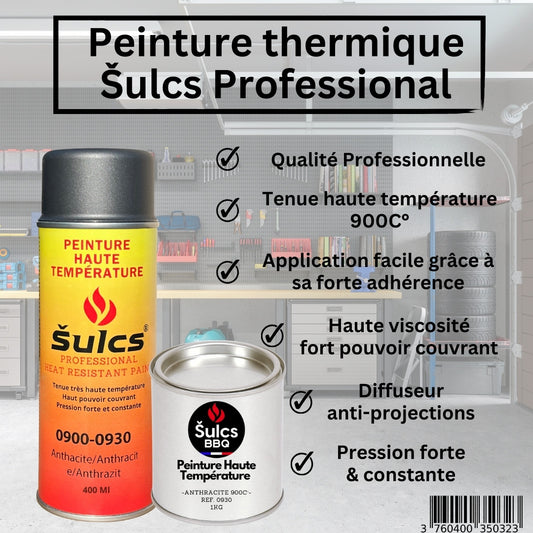 Gris Anthracite - Pot de peinture professionnelle haute température 900°c - 1Kg Ref. 0930