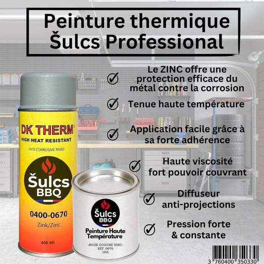 Peinture anti corrosion haute température enrichie en ZINC - 1Kg Ref. 0670