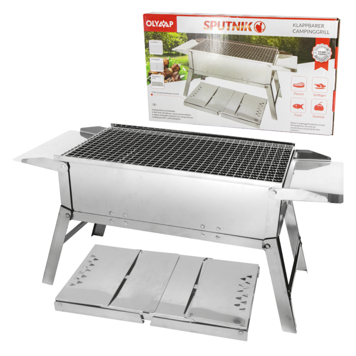 Barbecue de voyage pliant en Inox transportable pour camping, pêche et bivouac