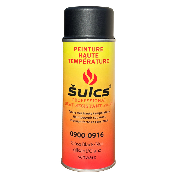Noir Satin - Peinture professionnelle très haute température 1200°c - Aérosol 400Ml - Ref. 0916