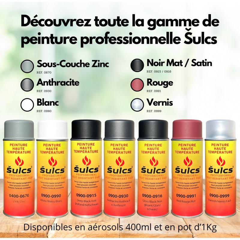 Noir Satin - Pot de peinture professionnelle très haute température 1200°c - 1Kg Ref. 0916