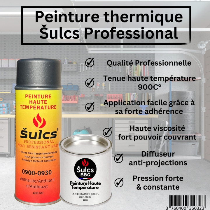 900° high temperature paint - Grey - For barbecue, chimney and inserts