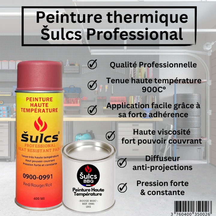 Pot of Professional Red high temperature paint 900° - 1Kg