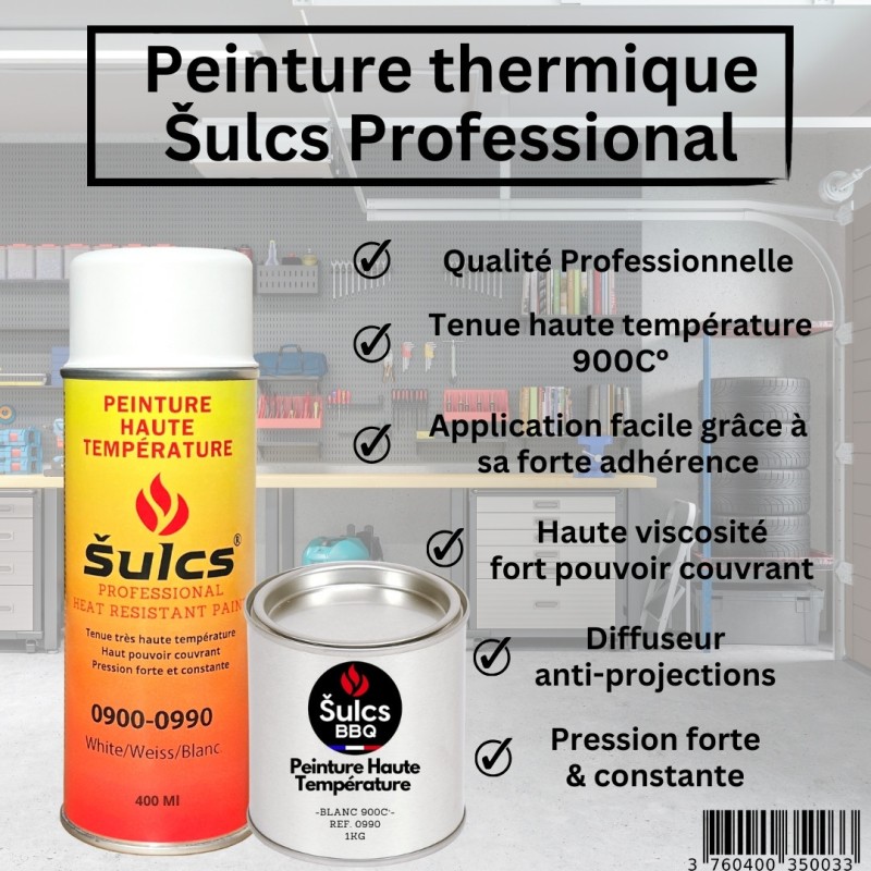 Blanc - Pot de peinture professionnelle haute température 900° - 1Kg Ref. 0990