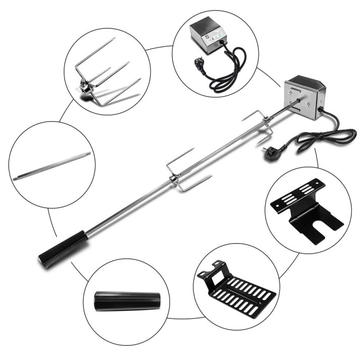 Kit tournebroche Inox pour barbecues avec moteur 220V 4,5W