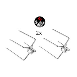 Paire de broches pour kit tourne broche de barbecue universel en inox