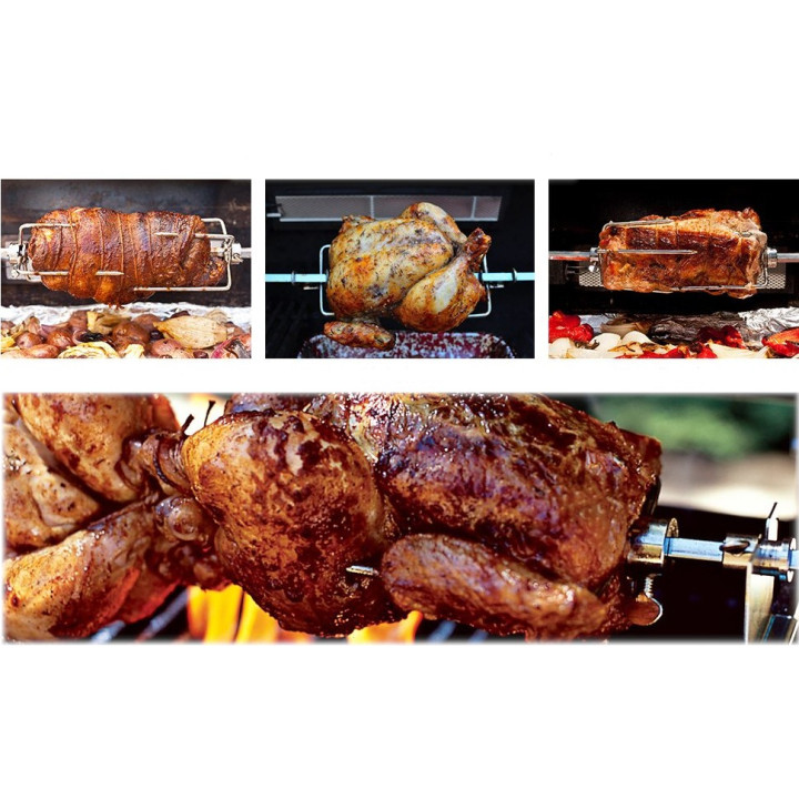 Paire de broches pour kit tourne broche de barbecue universel en inox