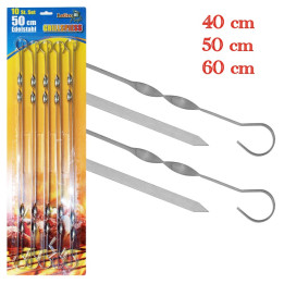Brochettes Inox 40 / 50 / 60 cm haute qualité pour Barbecues et marinades