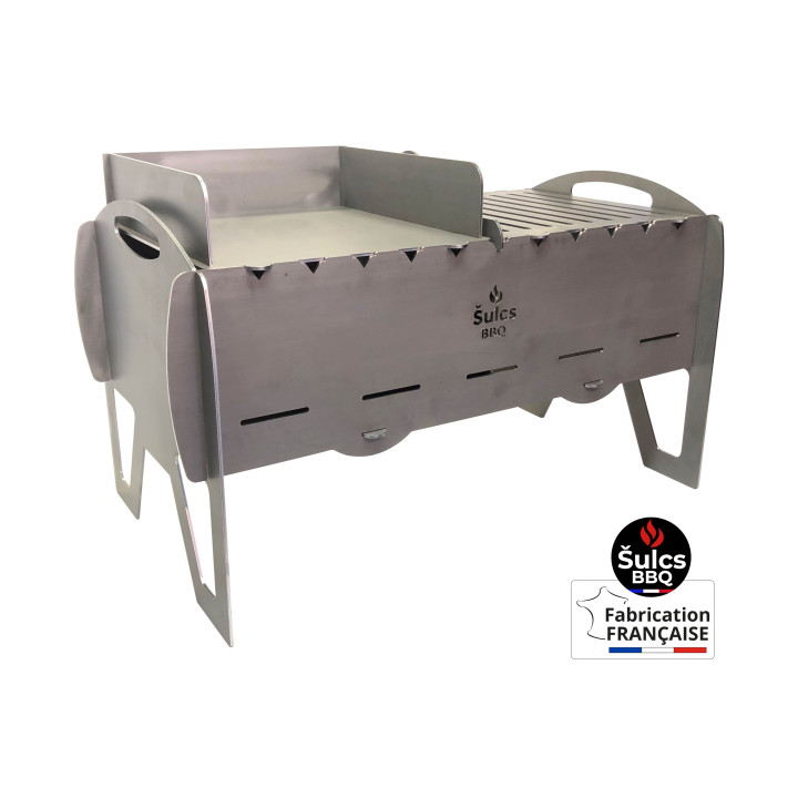 Barbecue modulable en acier - Made in France - pour brochettes grillades et shashlik