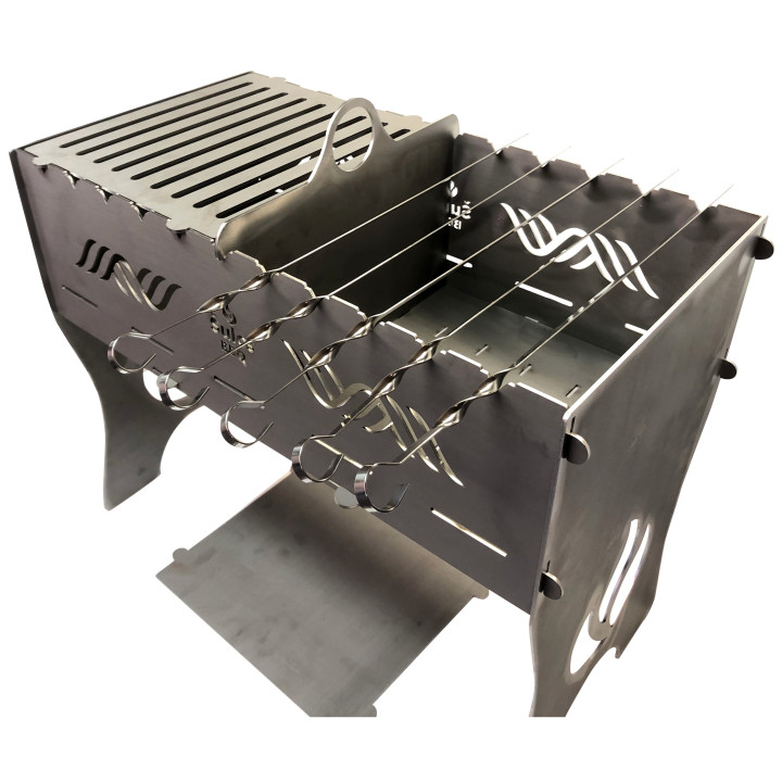 Barbecue modulable en acier - Made in France - pour brochettes grillades et shashlik