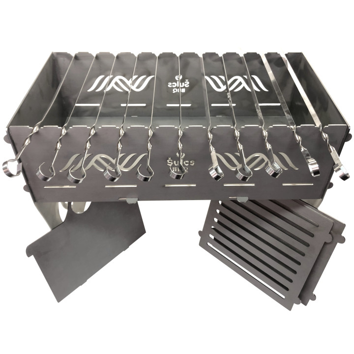 Barbecue modulable en acier - Made in France - pour brochettes grillades et shashlik