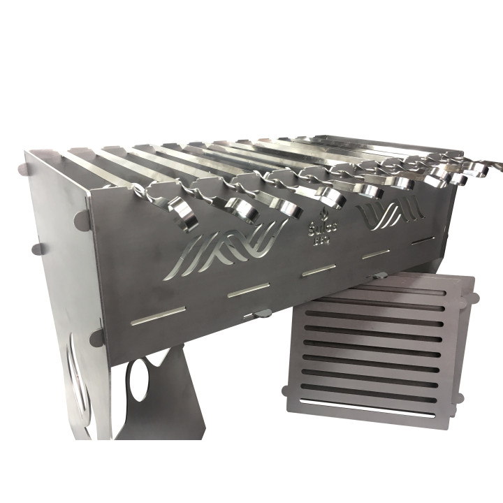 Barbecue modulable en acier - Made in France - pour brochettes grillades et shashlik