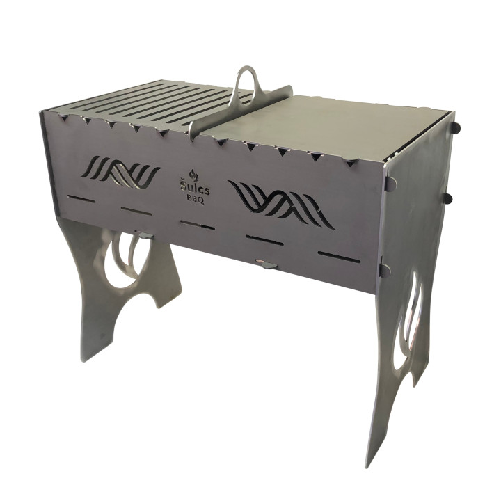 Barbecue modulable en acier - Made in France - pour brochettes grillades et shashlik