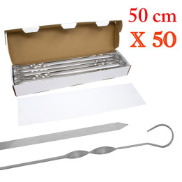 Brochettes larges pour barbecue en Inox 50 cm lot de 50