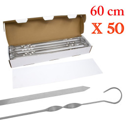 Grandes Brochettes en Inox pour barbecue de 60 cm lot de 50 pièces