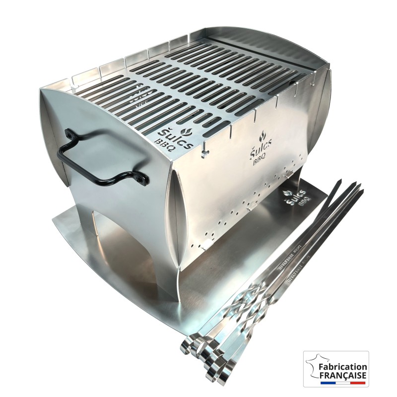 Table / transportable barbecue - Model L - 100% stainless steel -