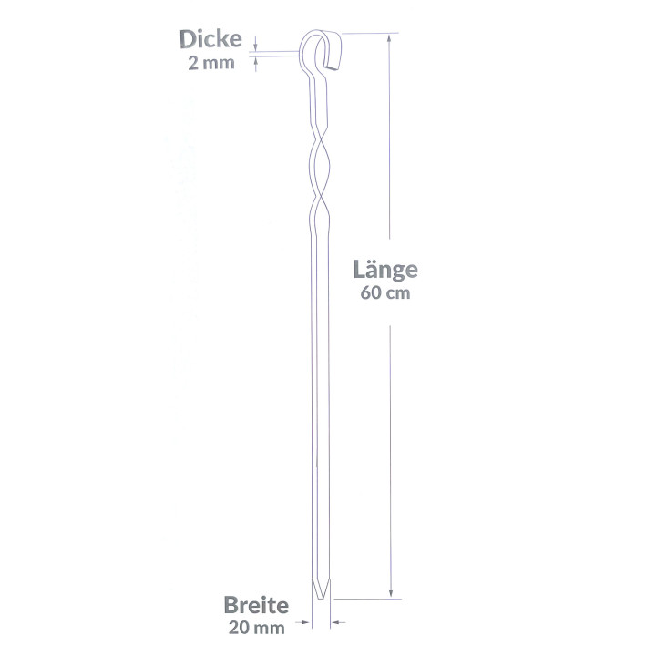 Brochettes larges Renforcées Inox 60 cm - Lot de 6 - pour Barbecues et Braséros