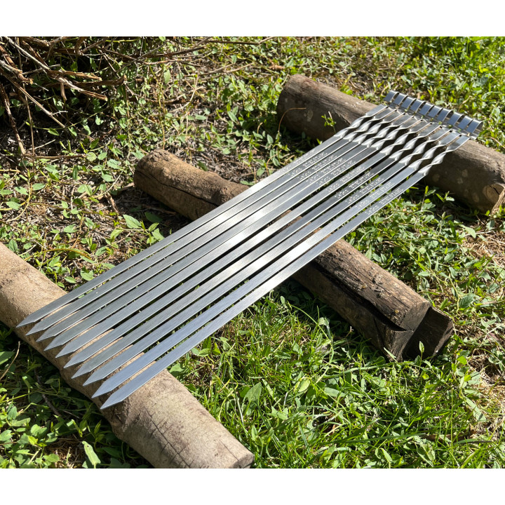 Brochettes Inox Alimentaire 40 / 50 / 60 cm haute qualité pour Barbecues et braséros