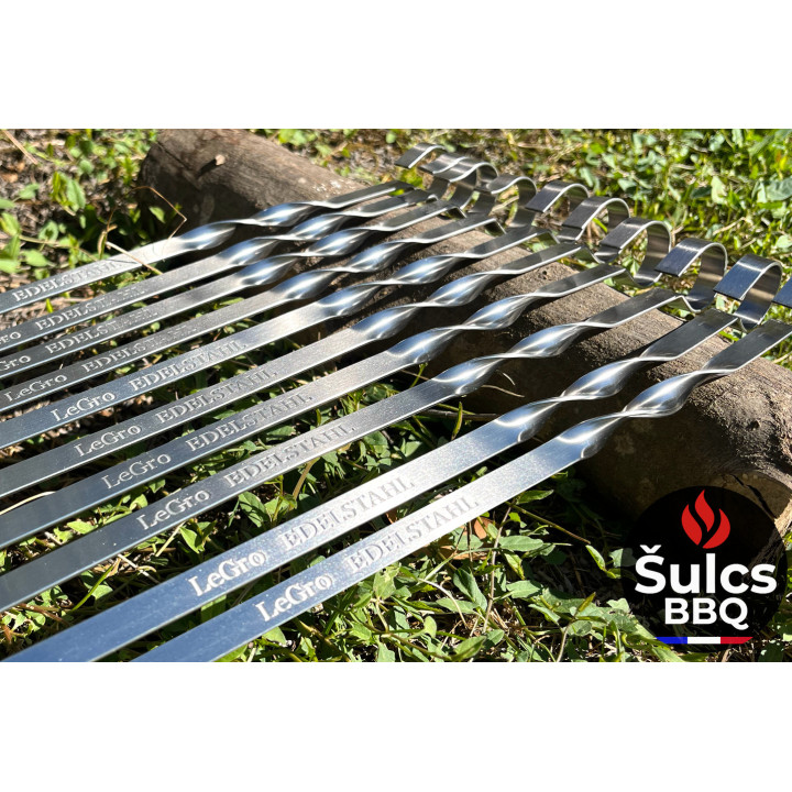 Brochettes Inox Alimentaire 40 / 50 / 60 cm haute qualité pour Barbecues et braséros