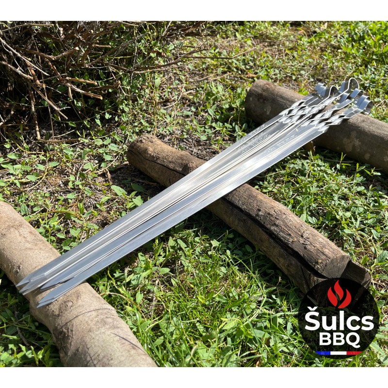 10x Stainless steel skewers 60 cm with storage case