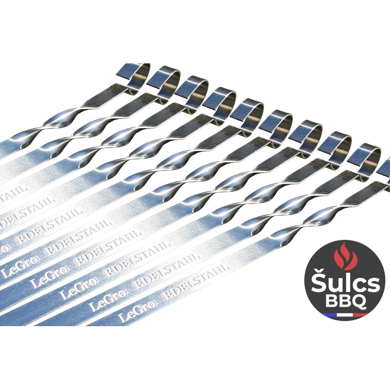 20x Brochettes Inox 50 cm avec pochette de rangement