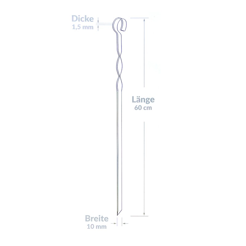 20x Stainless steel skewers 60 cm with fabric storage case