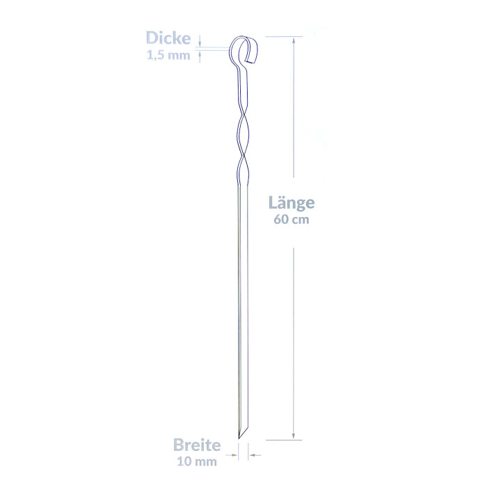 20x Stainless steel skewers 60 cm with fabric storage case