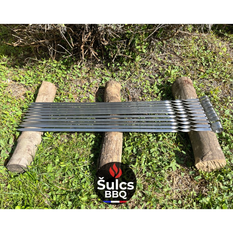 20x Brochettes Inox 60 cm avec étui de rangement en tissu