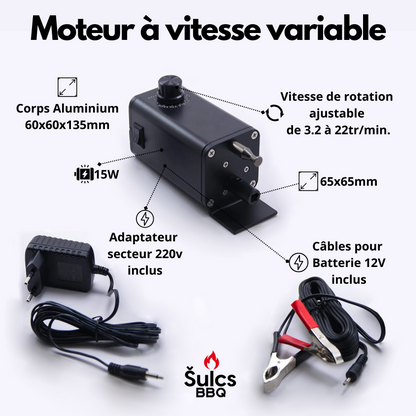 Moteur de barbecue à vitesse variable 12V / 1A