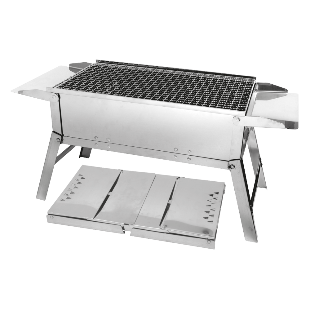 Portable folding stainless steel travel barbecue for camping, fishing and bivouacking