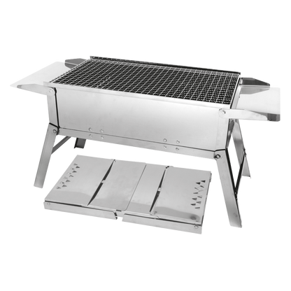 Portable folding stainless steel travel barbecue for camping, fishing and bivouacking