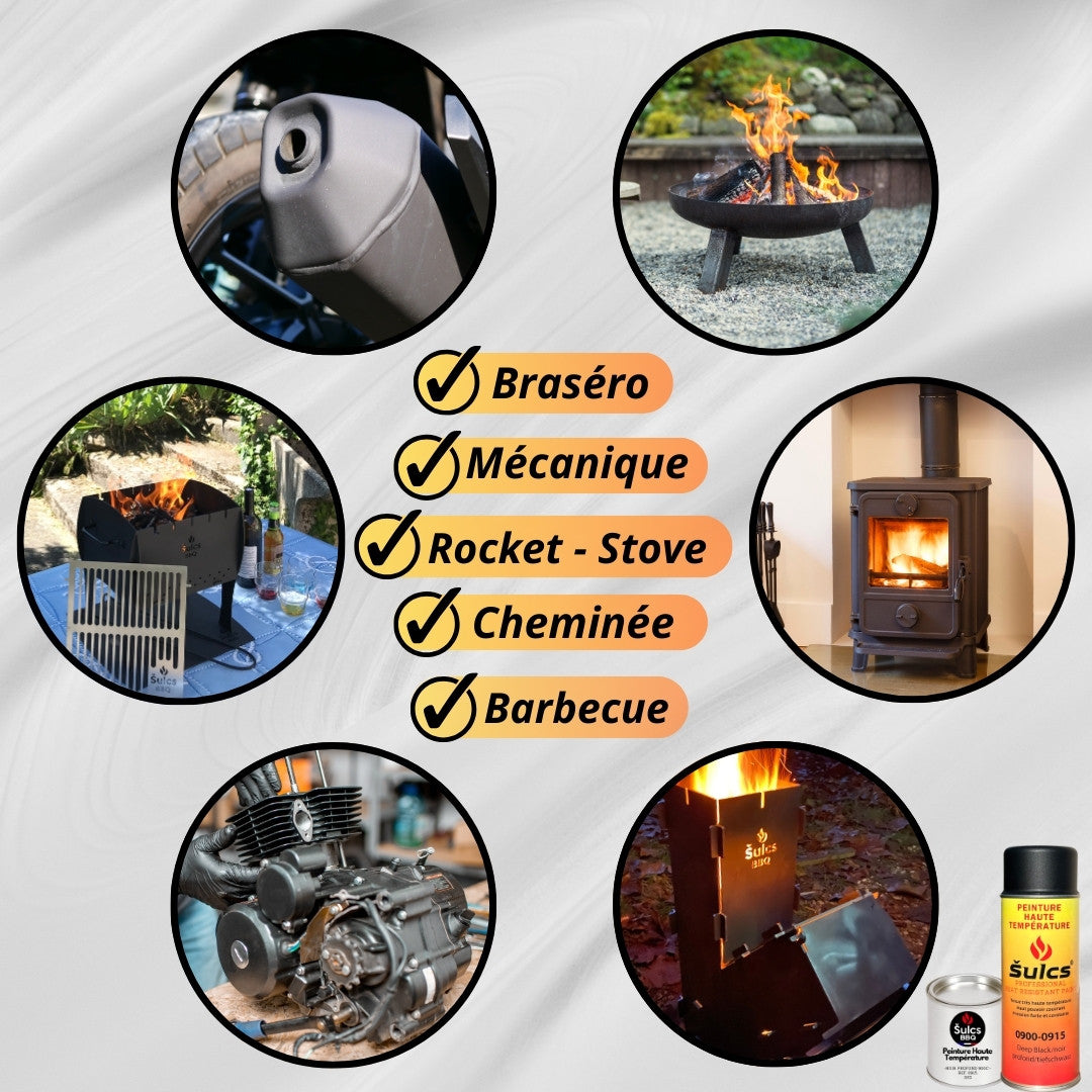 Matte Black - Professional high-temperature paint (900°C) - 1 kg Ref. 0915 