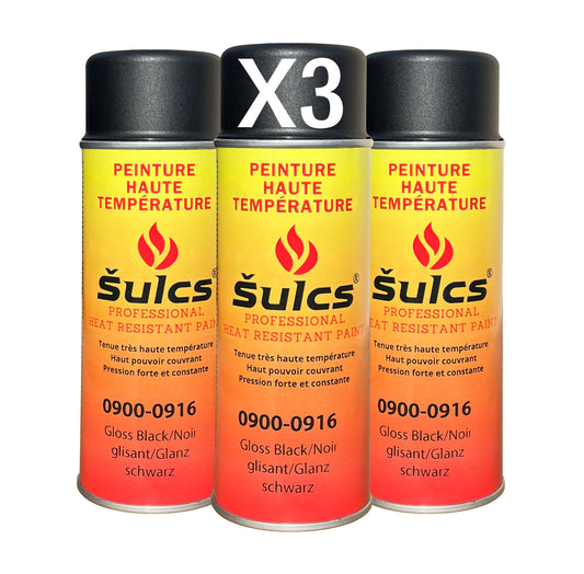 Noir Satin - Peinture professionnelle très haute température 1200°c - Aérosol 400Ml - Ref. 0916