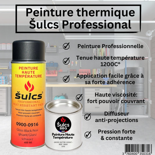 Noir Satin - Pot de peinture professionnelle très haute température 1200°c - 1Kg Ref. 0916