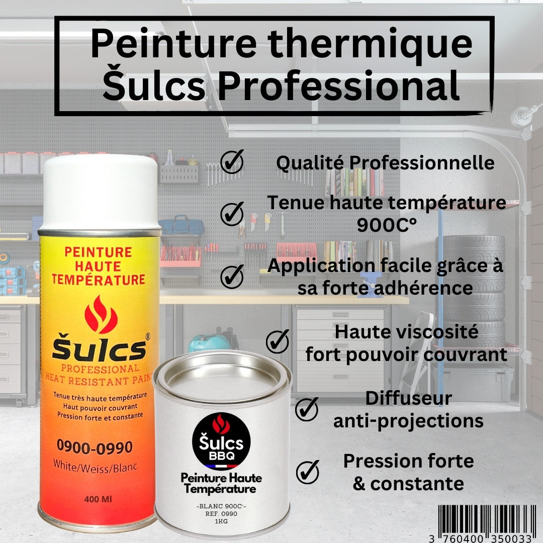 Blanc - Peinture professionnelle haute température 900°c - Aérosol 400Ml - Ref. 0990