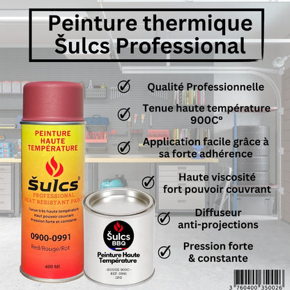 Rouge - Peinture professionnelle haute température 900°c - Aérosol 400Ml - Ref. 0991