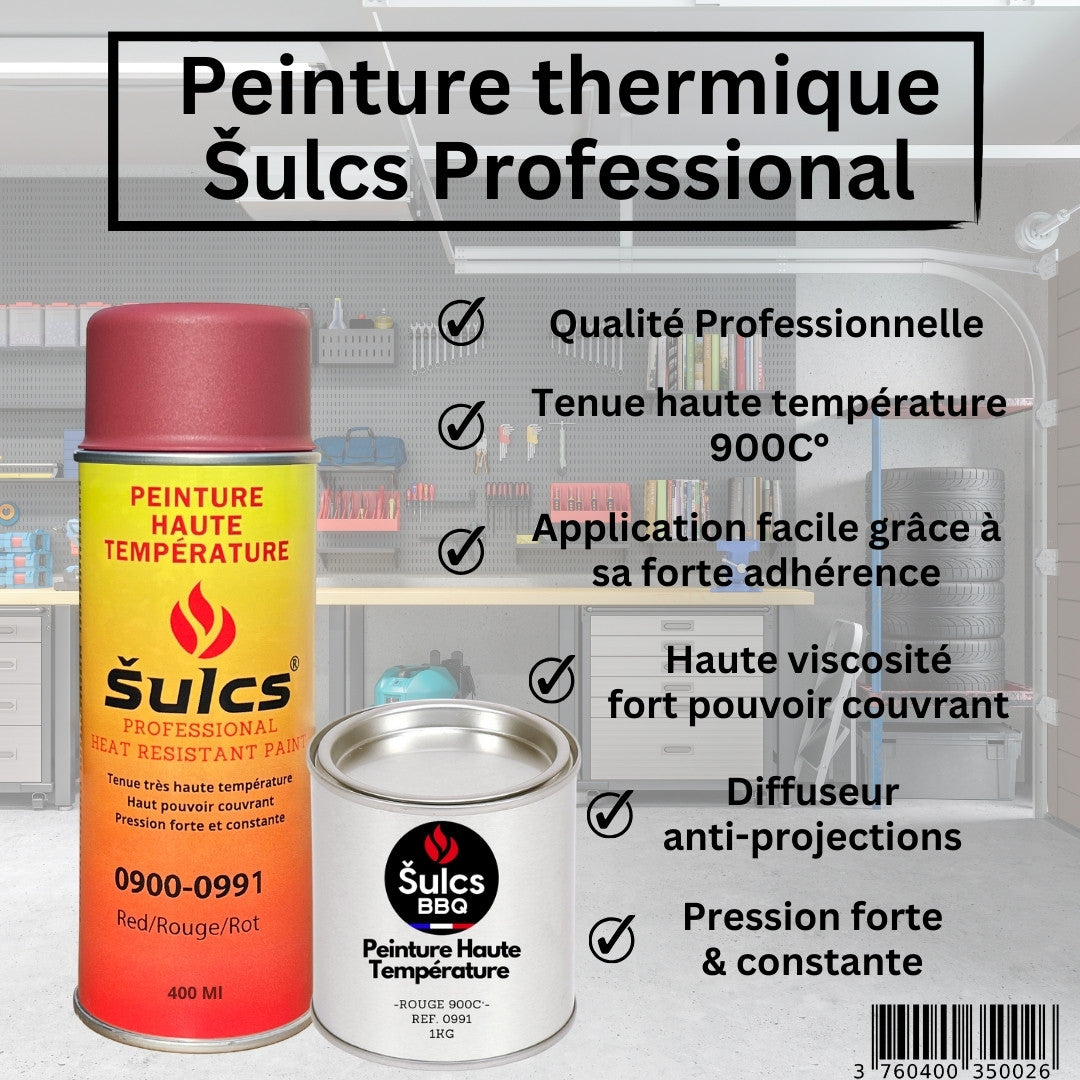 Rouge - Pot de peinture professionnelle haute température 900°c - 1Kg Ref. 0991