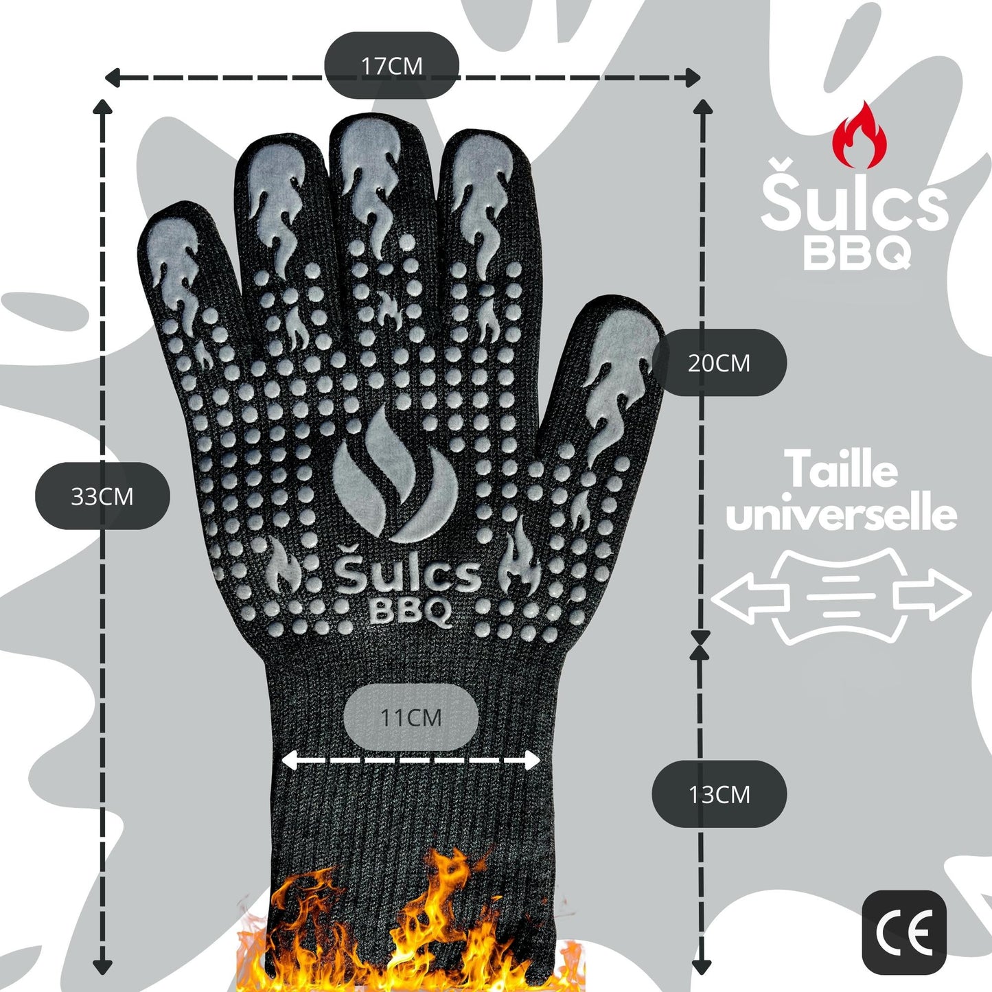Gants de protection thermique Šulcs BBQ pour barbecue et cheminée
