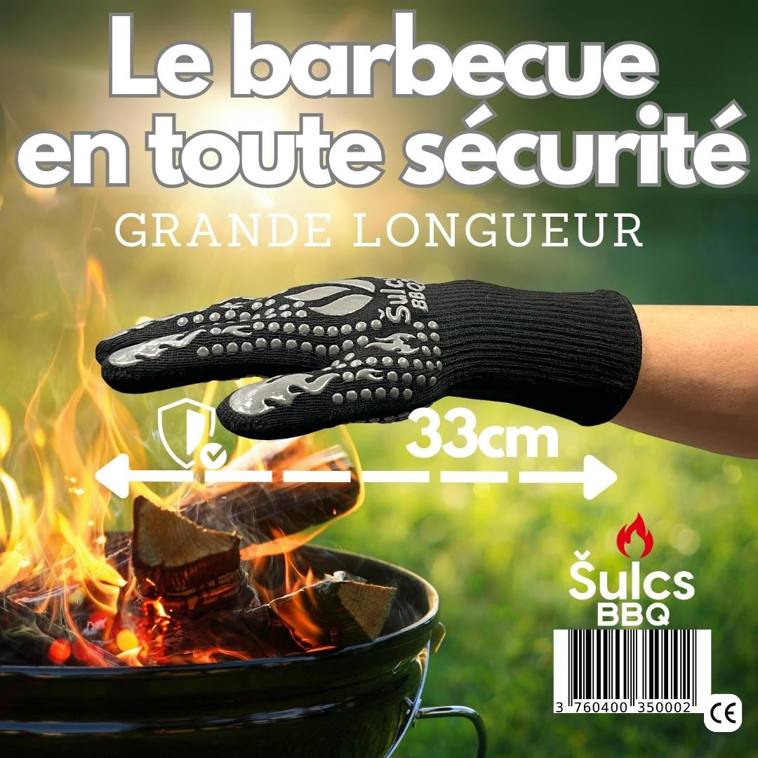 Gants de protection thermique Šulcs BBQ pour barbecue et cheminée