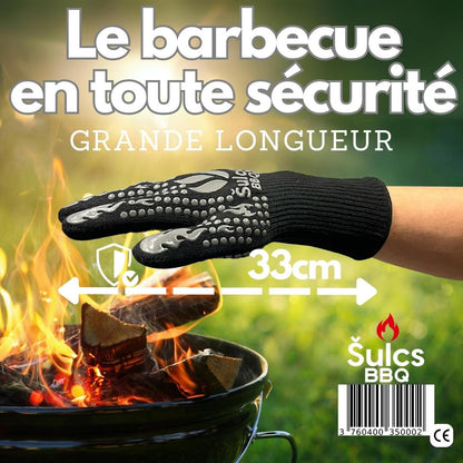 Gants de protection thermique Šulcs BBQ pour barbecue et cheminée