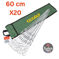 20x Stainless Steel Skewers 60cm with Fabric Storage Case