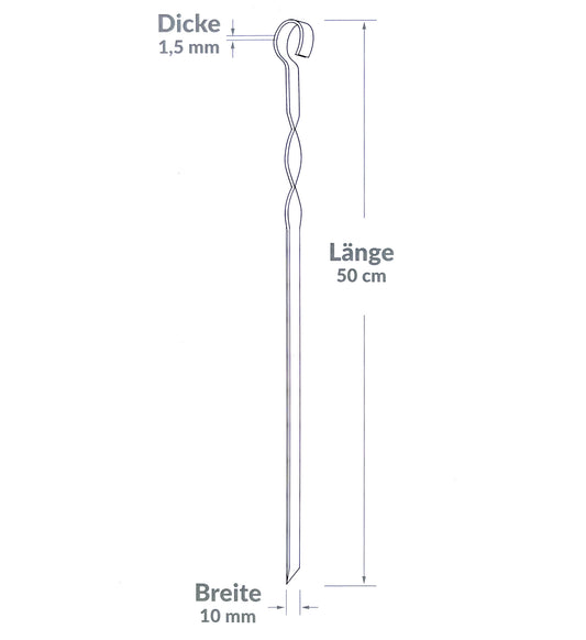 10x Brochettes Inox 50 cm avec étui tissu