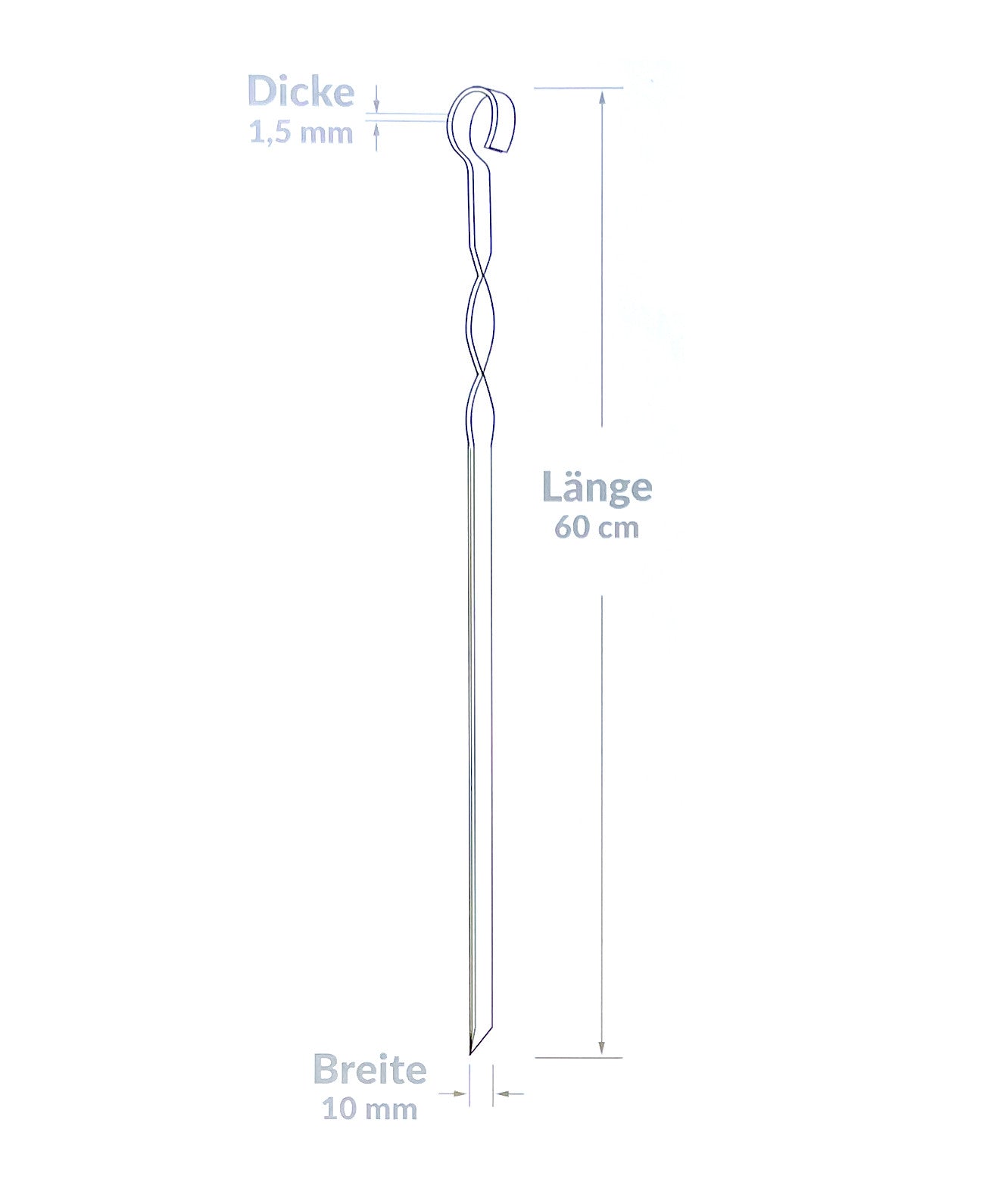 10x Brochettes Inox 60 cm avec étui de rangement