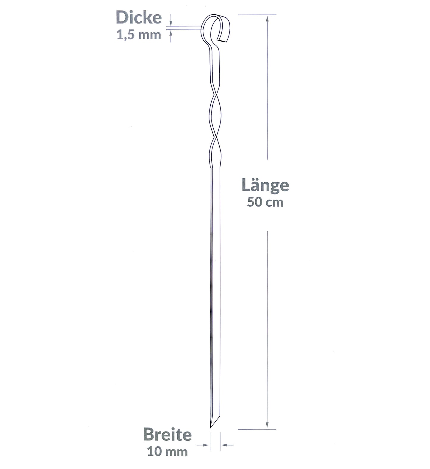 20x Brochettes Inox 50 cm avec pochette de rangement