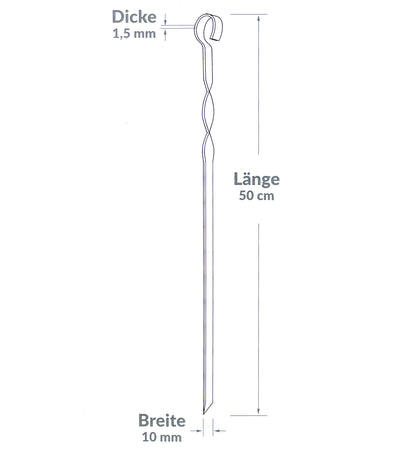 20x Brochettes Inox 50 cm avec pochette de rangement