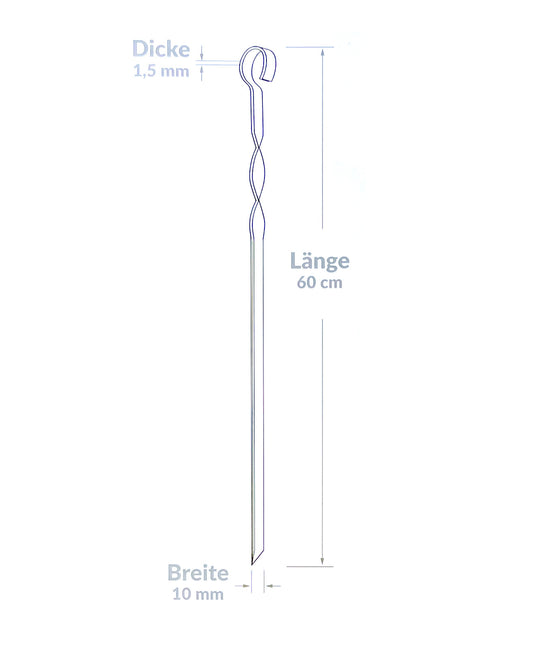 20x Brochettes Inox 60 cm avec étui de rangement en tissu