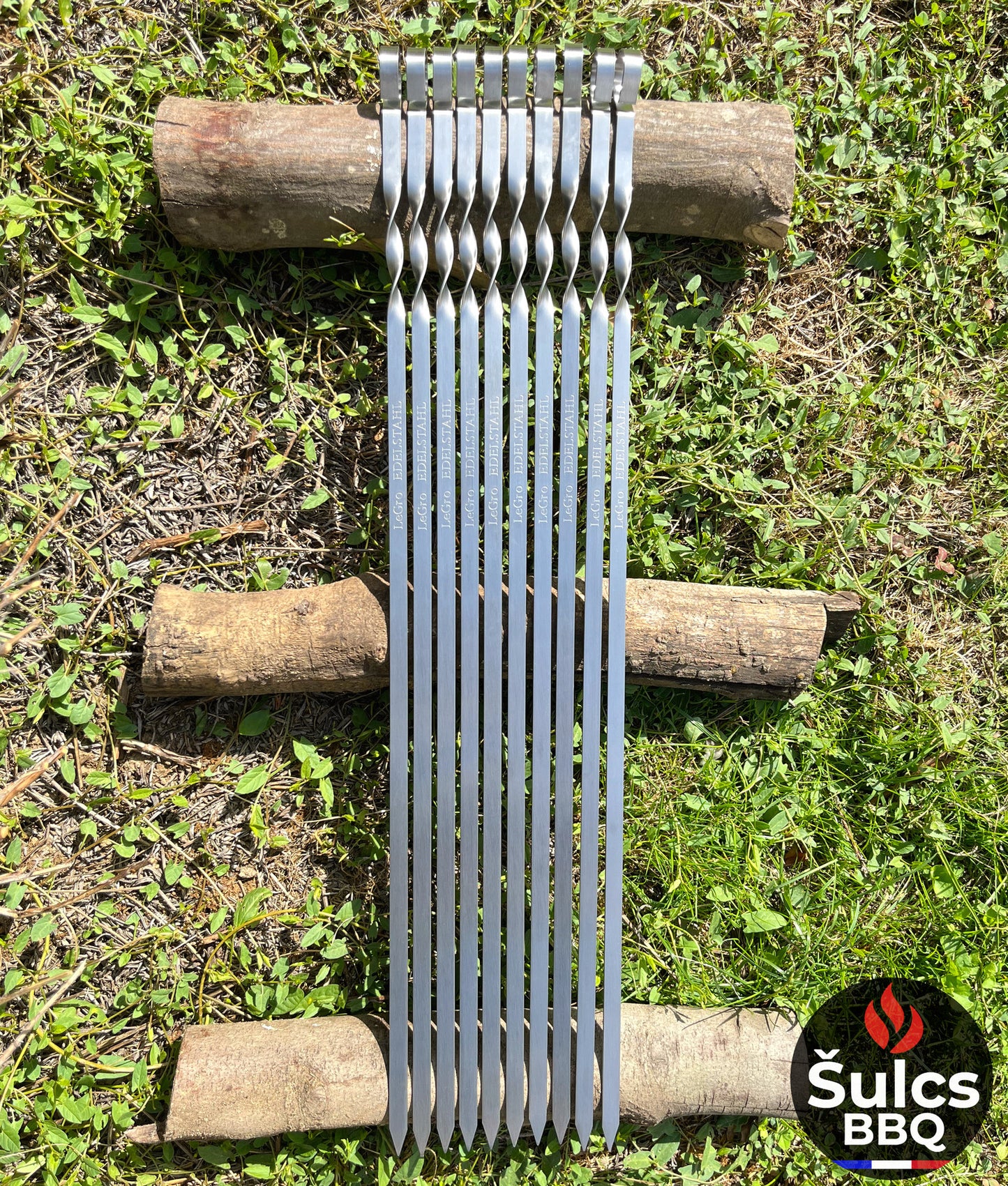 20x Stainless Steel Skewers 60cm with Fabric Storage Case